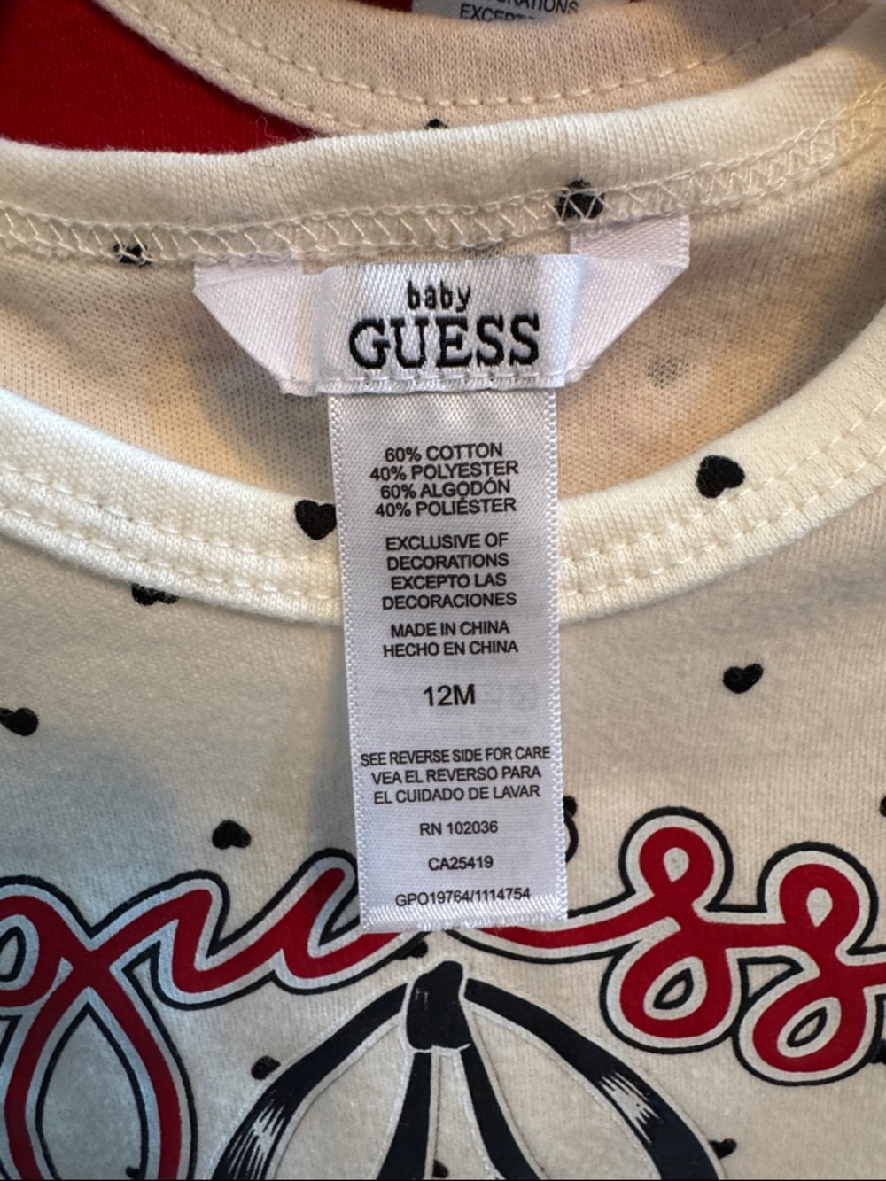 Guess Bodysuit Onesie NWT Bundle Red White Blue Toddler Baby Short Sleeve 12M - Picture 4 of 4